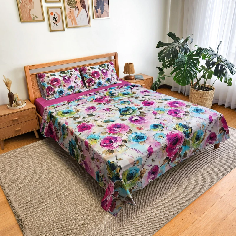 سرویس ملحفه دو نفره 4 تکه پامیل مدل RH888SQ