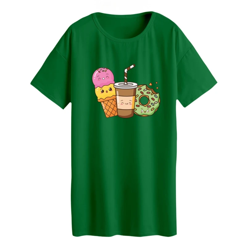 تی شرت لانگ زنانه مدل دونات و بستنی