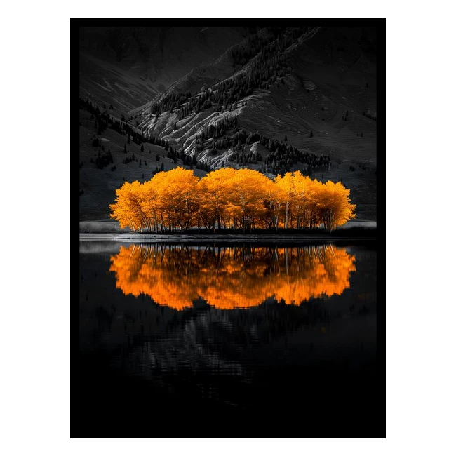 تابلو نوری بکلیت طرح هنری دکوری و دکوراتیو منظره طبیعت هنری فانتزی درخت رنگی و رودخانه مدل B-bu5926 فریم مشکی