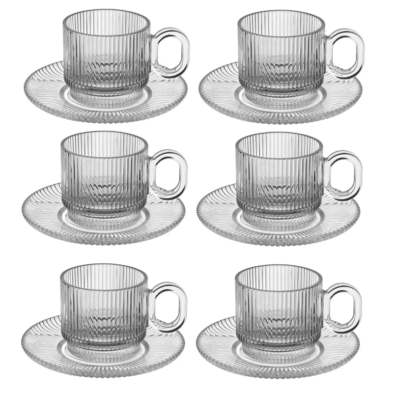 سرویس چای خوری 12 پارچه 6 نفره یویوآن مدل شیار دار کد 1369n 12