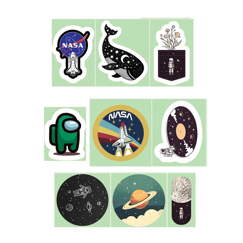 استیکر لپتاپ مدل فضانورد مجموعه 9 عددی