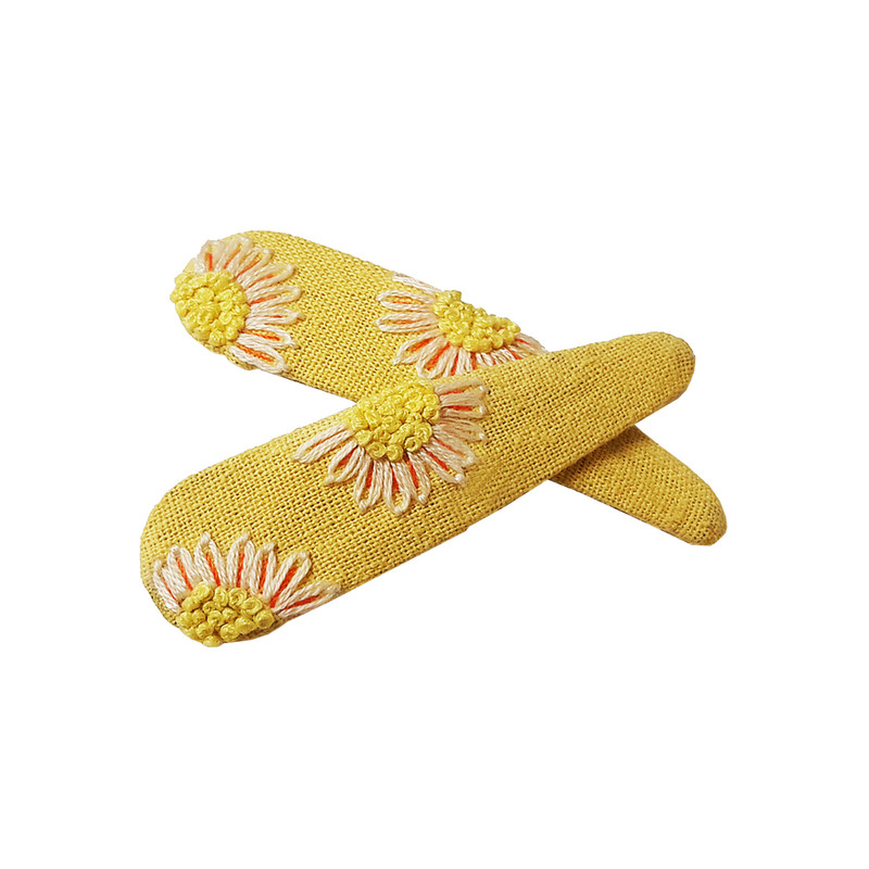 گیره مو دخترانه مدل تق تقی گلدوزی شده HT - 007 بسته 2 عددی