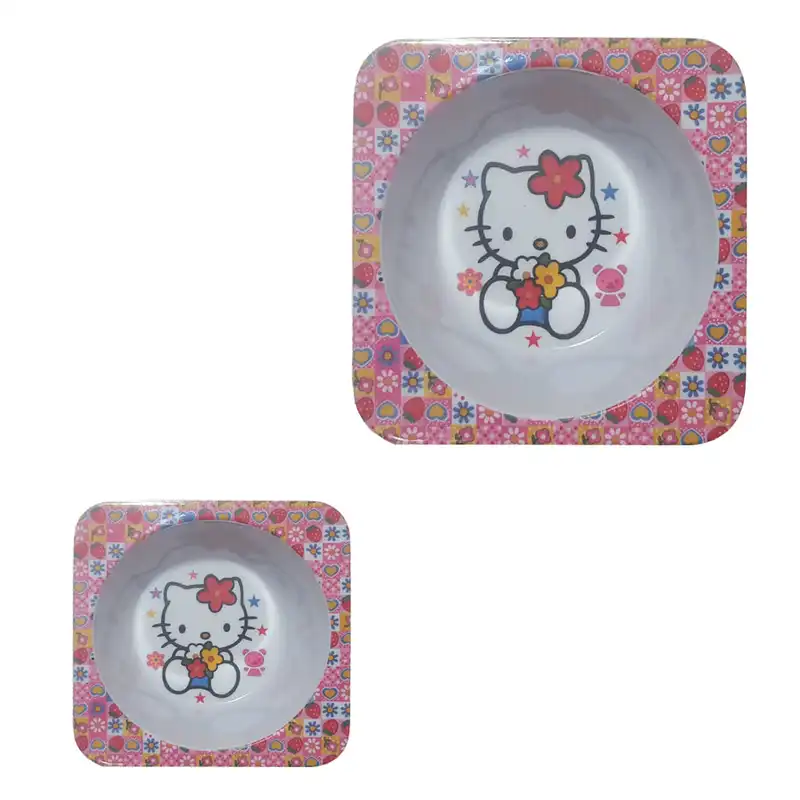 ست بشقاب و کاسه کودک مدل کیتی مجموعه 2 عددی