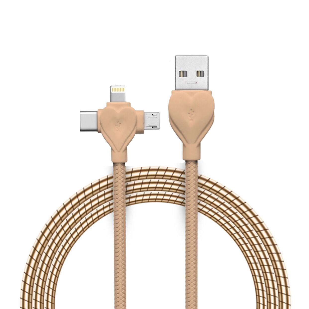 کابل تبدیل USB به MicroUSB / لایتنینگ / USB-C مدل MH27 طول 1 متر