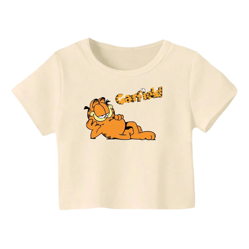 کراپ‌ تی‌شرت آستین کوتاه زنانه مدل گارفیلد کد 2