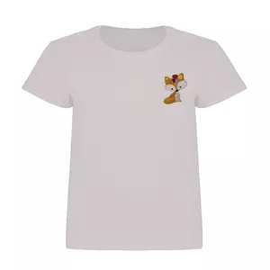 تی شرت آستین کوتاه زنانه مدل گلدوزی شده روباه رنگ سفید
