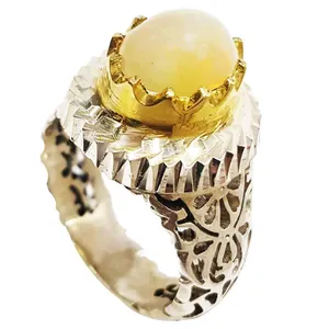 انگشتر نقره مردانه مدل نگین اپال خورشیدی 100114