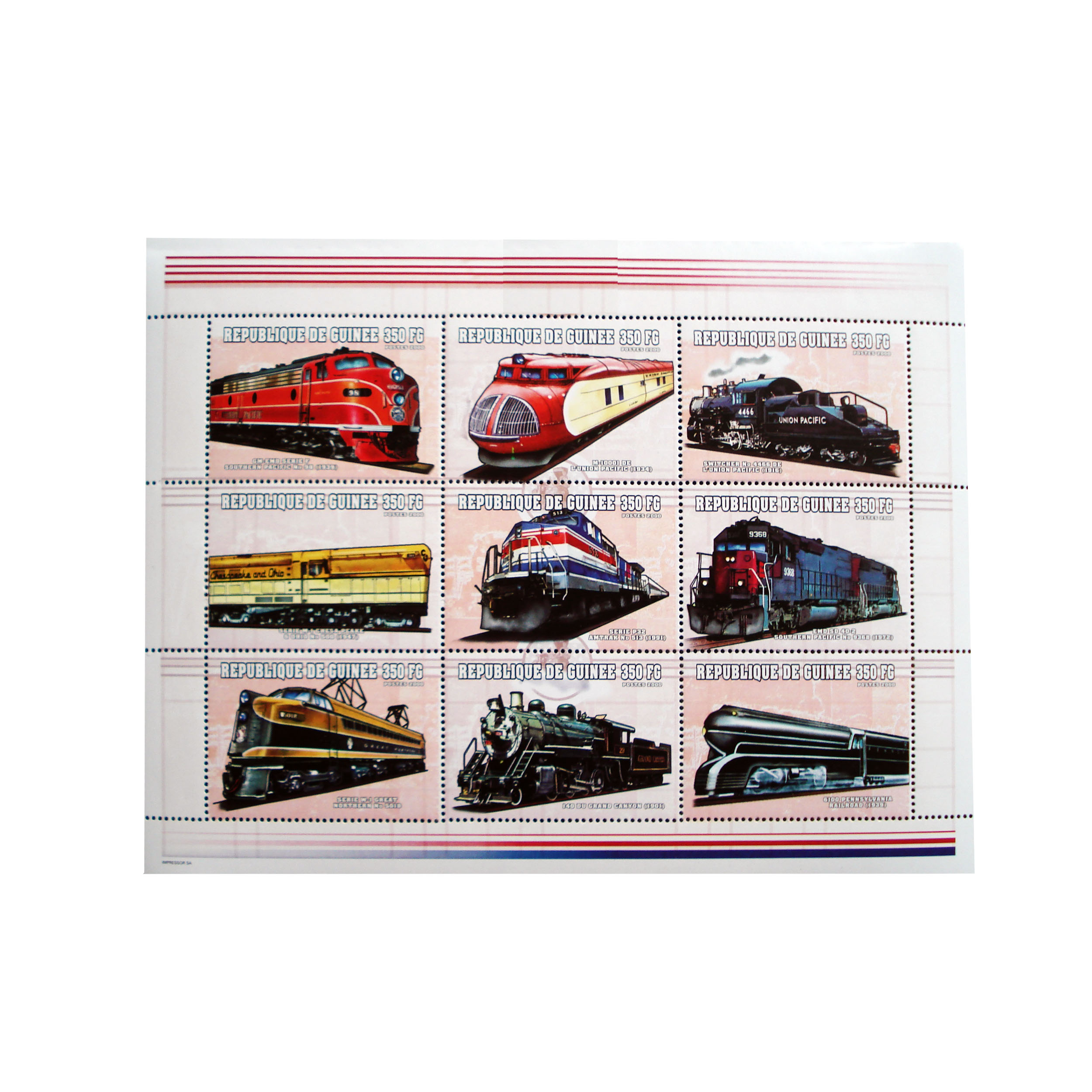 تمبر یادگاری مدل قطار کد B-1002 مجموعه 9 عددی