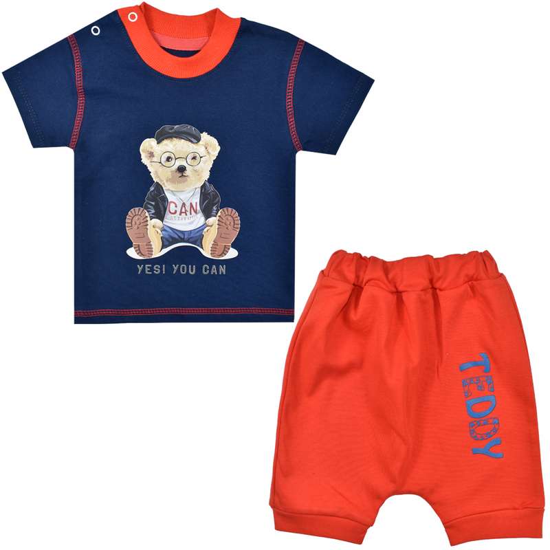 ست تی شرت و شلوارک نوزادی بی بی وان مدل تدی کد 4