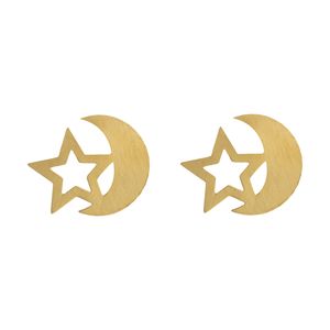 گوشواره طلا 18 عیار زنانه باراد زر مدل ماه و ستاره کد BR115