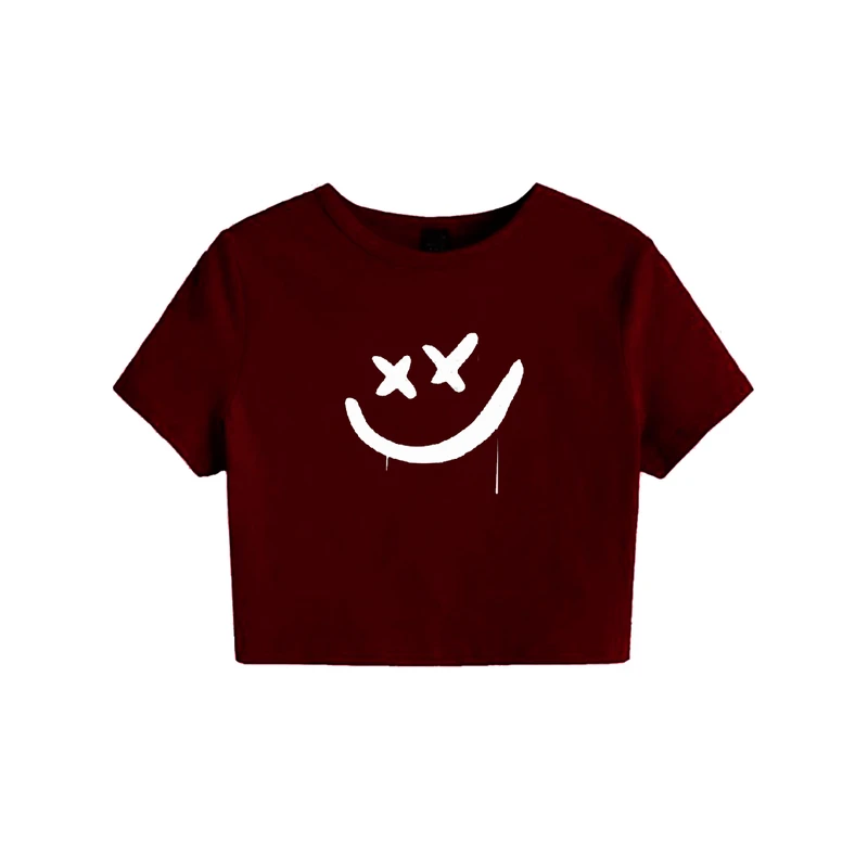 کراپ‌ تی‌شرت آستین کوتاه زنانه مدل KS12 مارشمالو 