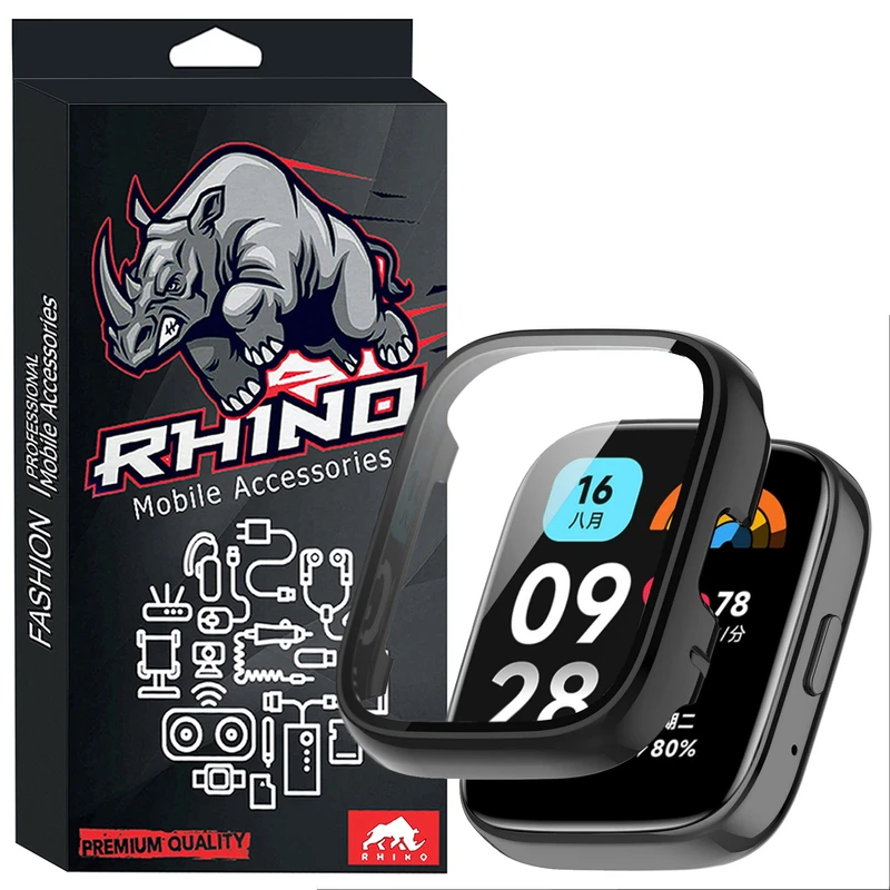 کاور راینو مدل R-CG مناسب برای ساعت هوشمند شیائومی Redmi Watch 3 Active / Watch 3 Lite به همراه محافظ صفحه نمایش