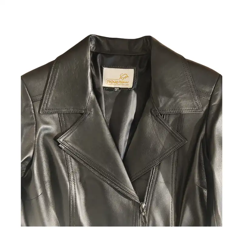 کت چرم زنانه سرزمین چرم مدل مونیکا رنگ مشکی