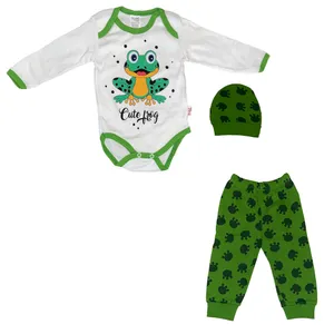 ست 3 تکه لباس نوزادی مدل کیوت فراگ