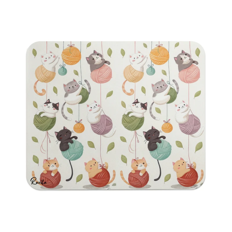 ماوس پد راویتا مدل گربه ها و کاموا کد 3675 سایز 24*19 سانتی متر