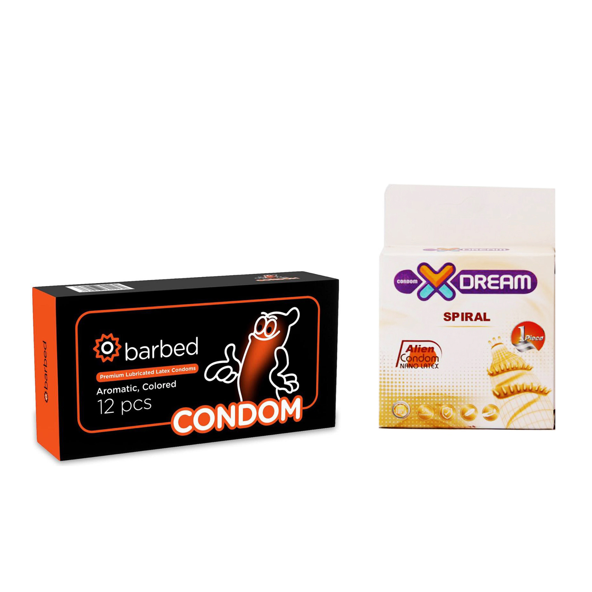کاندوم ایکس دریم مدل Spiral به همراه کاندوم کاندوم مدل Barbed بسته 12 عددی