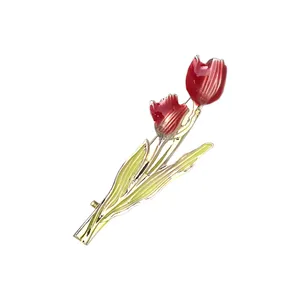 گیره مو زنانه مدل گل دو لاله کد 00915