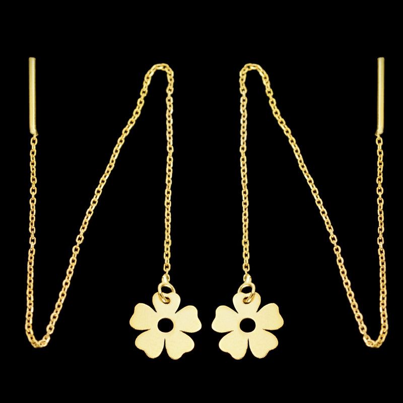 گوشواره طلا 18 عیار زنانه مدل بخیه ای کد 2788k -  - 1