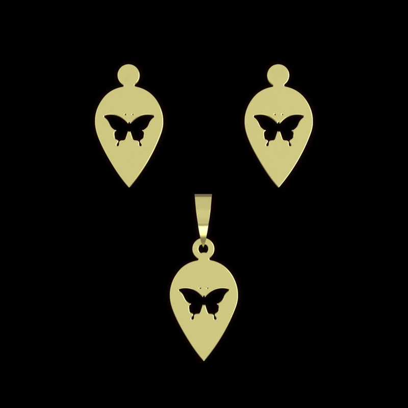 نیم ست طلا 18 عیار زنانه مدوپد مدل پروانه کد NA11159