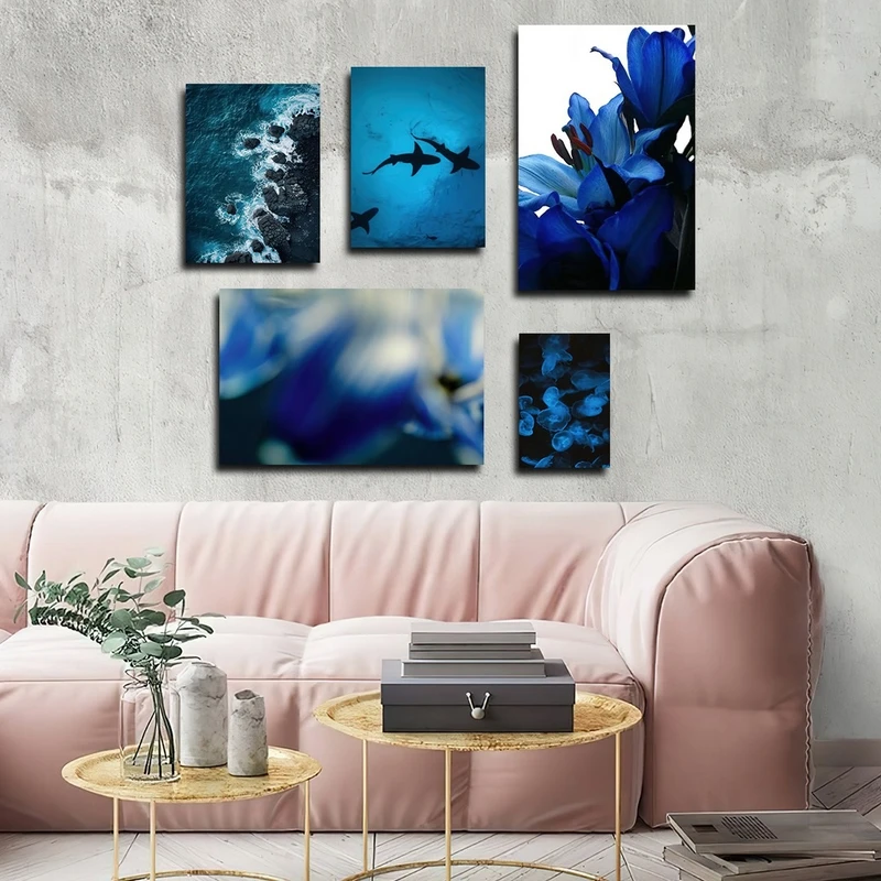 تابلو شاسی بکلیت طرح منظره دریا و گل مدل SH-2788 مجموعه 5 عددی