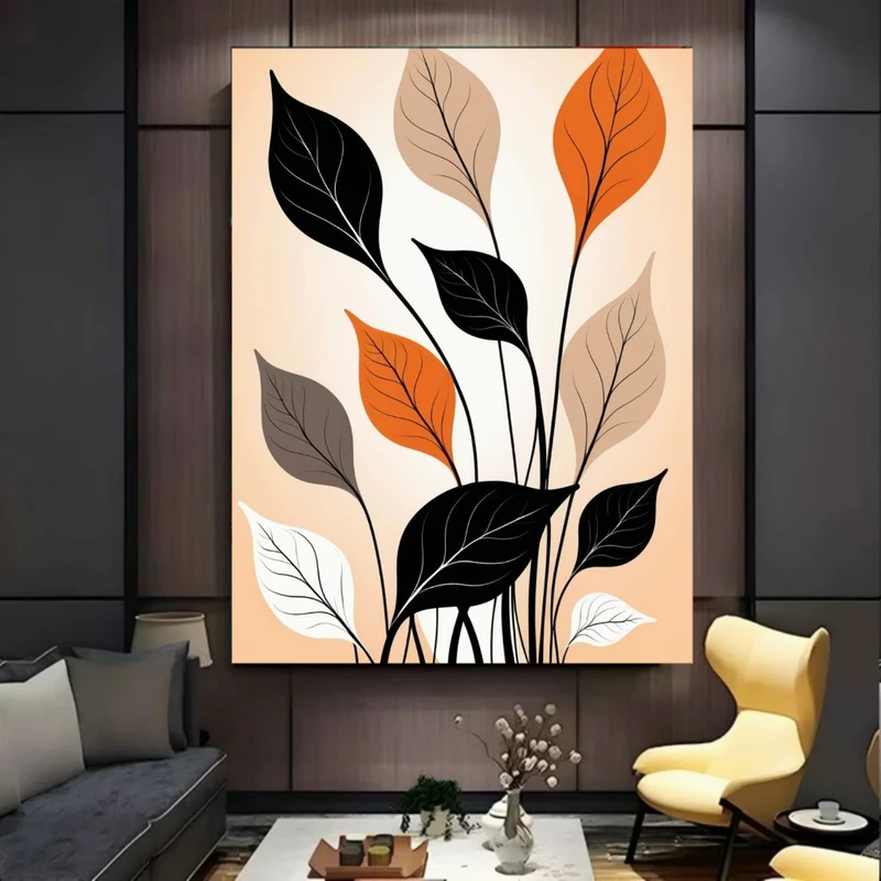 پوستر پارچه ای طرح مخمل  برگ مدل مینیمال کد BK57891