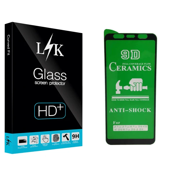 محافظ صفحه نمایش سرامیکی ال کی مدل Hard glass مناسب برای گوشی موبایل سامسونگ A6 Plus/J4 Plus/A750/J6 Plus/J8