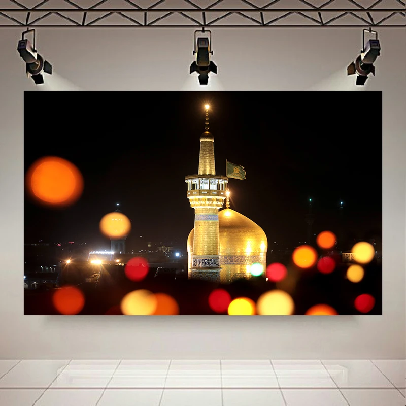  تابلو بوم طرح مخمل حرم مدل گنبد طلایی کد AR304210