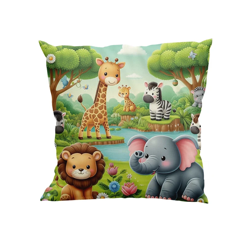 کوسن کودک پاد آفرین مدل حیوانات جنگل در کنار رودخانه کد DKK856