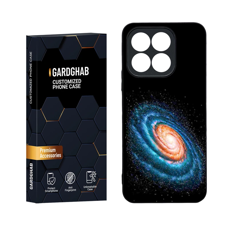 کاور گارد قاب مدل دورژله ای پشت گلس کهکشان مناسب برای گوشی موبایل  آنر X8b 4G