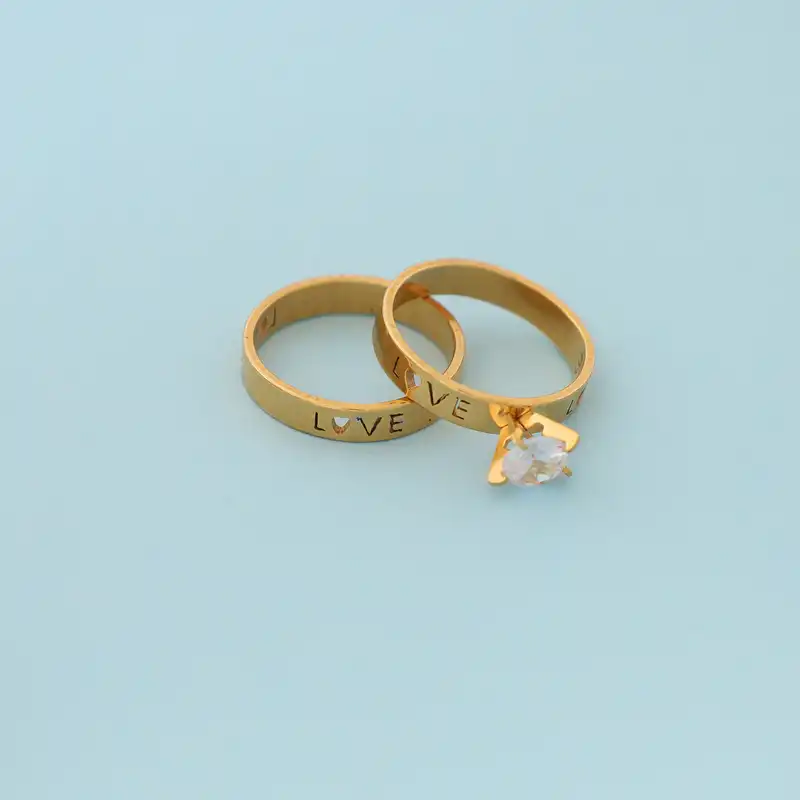 انگشتر زنانه ماصرم مدل LOVE کد Ri3046 مجموعه 2 عددی
