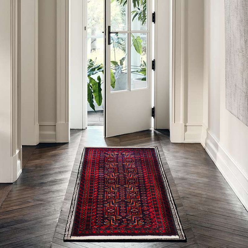 فرش دستبافت کناره طول یک و نیم متری مدل بلوچ