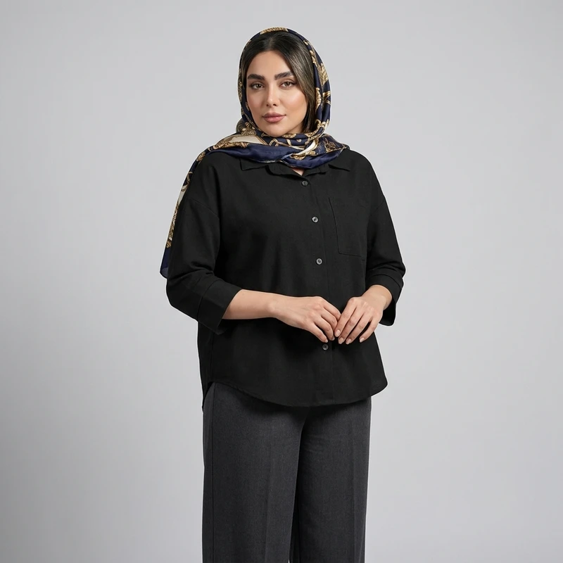 مانتو شومیزی زنانه مدل  آستین بلند تک جیب