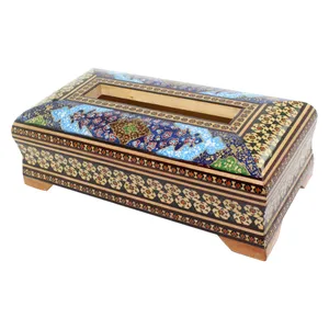 جعبه دستمال کاغذی خاتم کوروش کروبی طرح اسلیمی کد 011