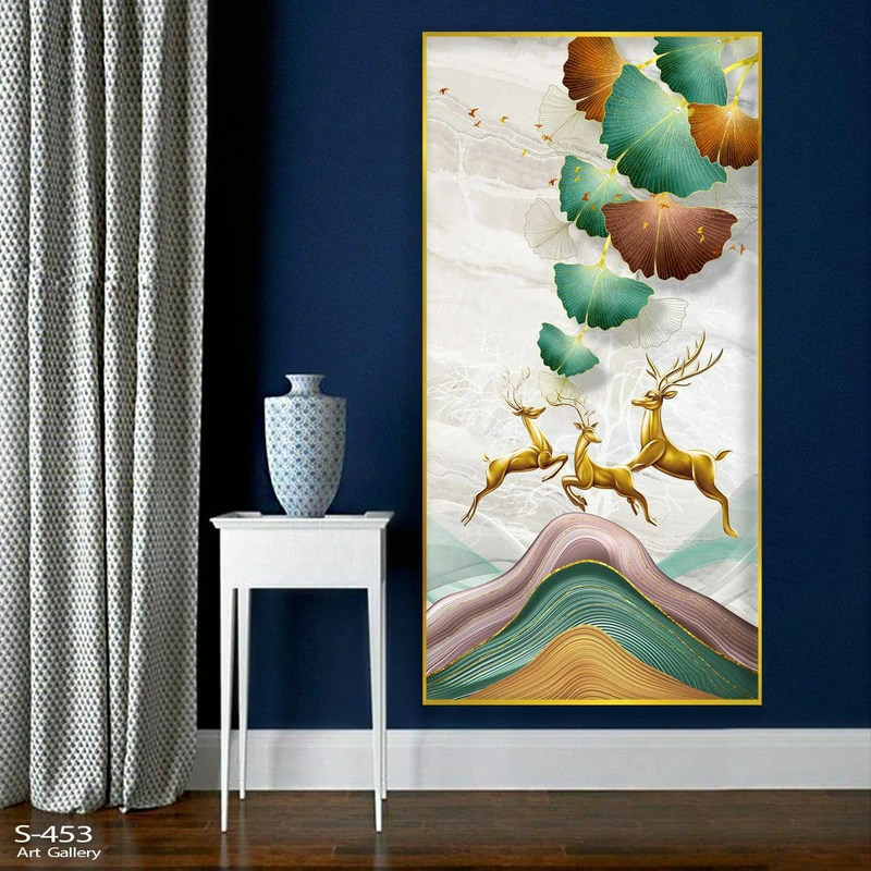 تابلو طرح گوزن طلایی کد 004