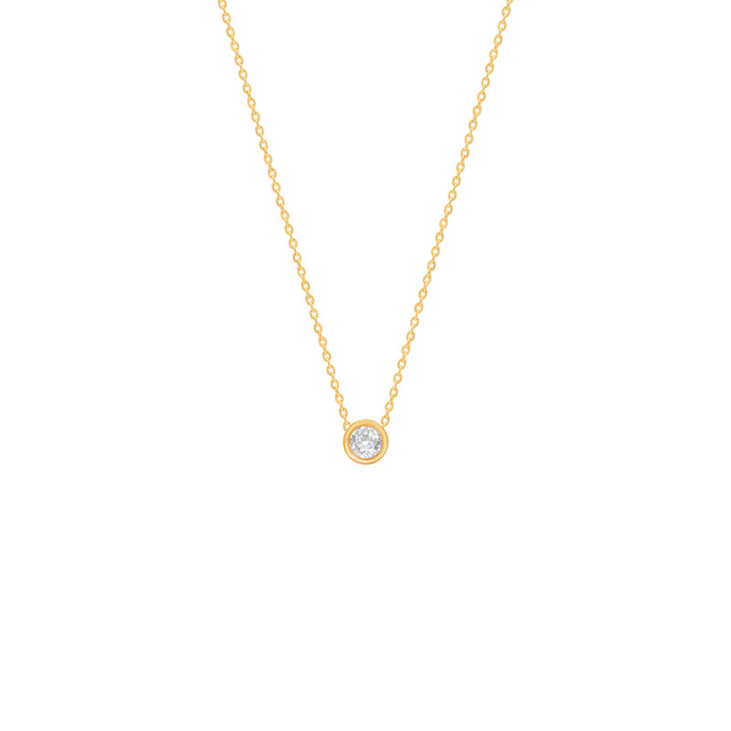 گردنبند طلا 18 عیار زنانه با زنجیر حلقه‌ای (فلامینگو) سایا گلد مدل تک نگین WN143