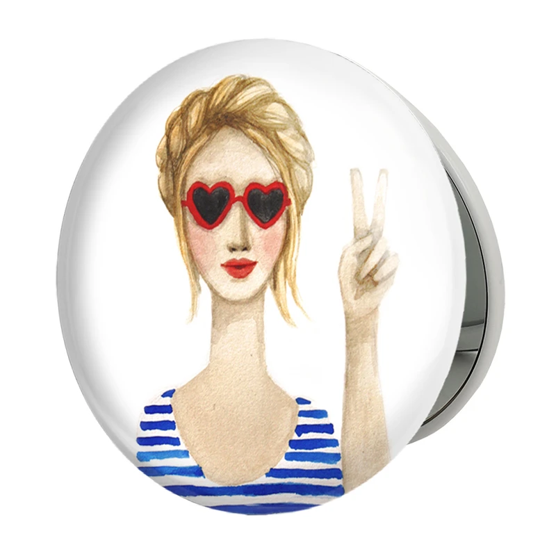 آینه جیبی خندالو طرح دخترونه مدل تاشو کد 5895 