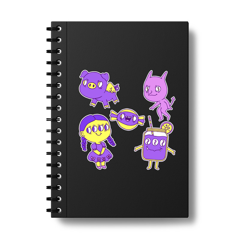 استیکر لپ تاپ و موبایل بووم طرح آدم فضایی مدل Violet کد MR94 مجموعه 5 عددی