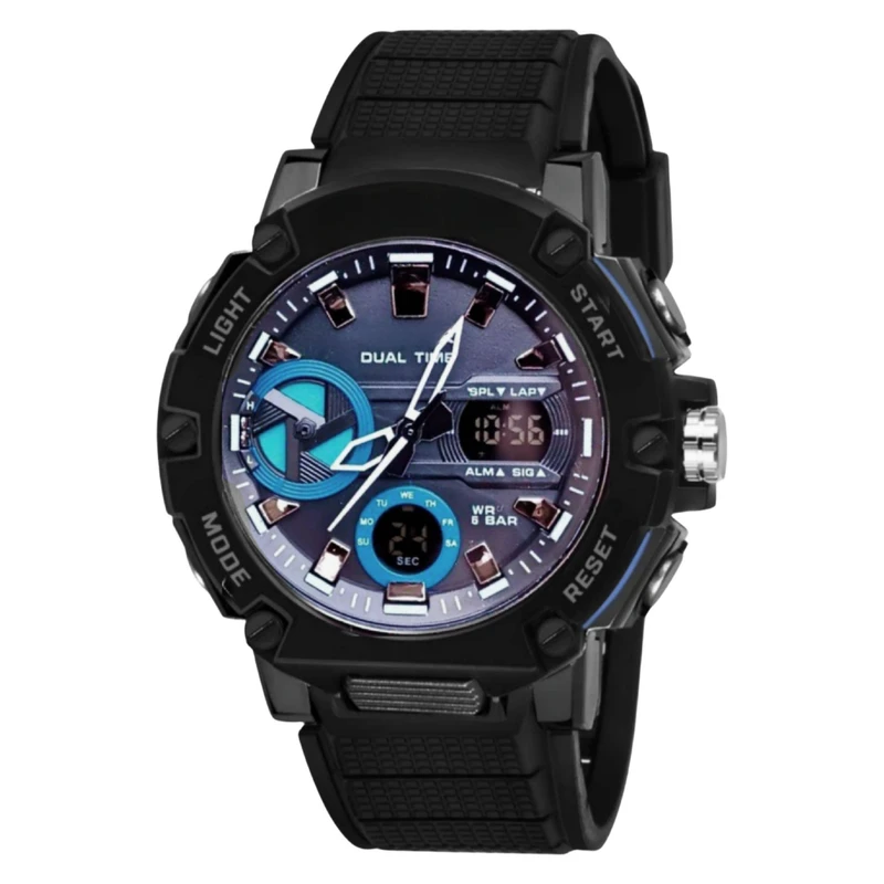 ساعت مچی عقربه‌ای کوارتز مردانه مدل دو زمانه کرنوگراف بند پیو کد 4