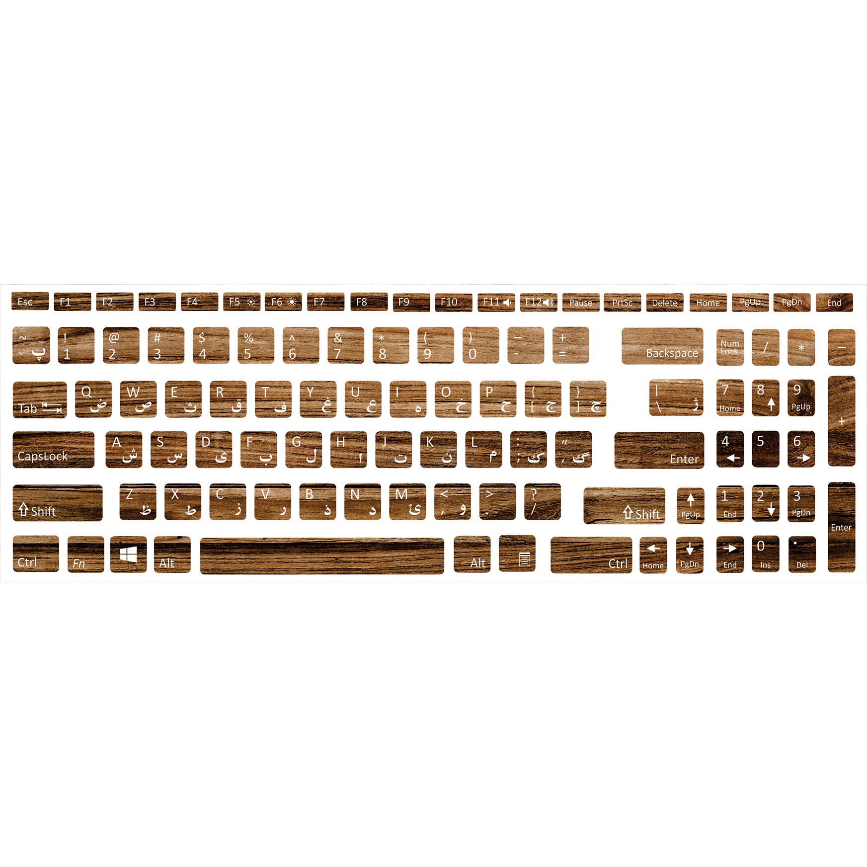 برچسب کیبورد طرح wood
