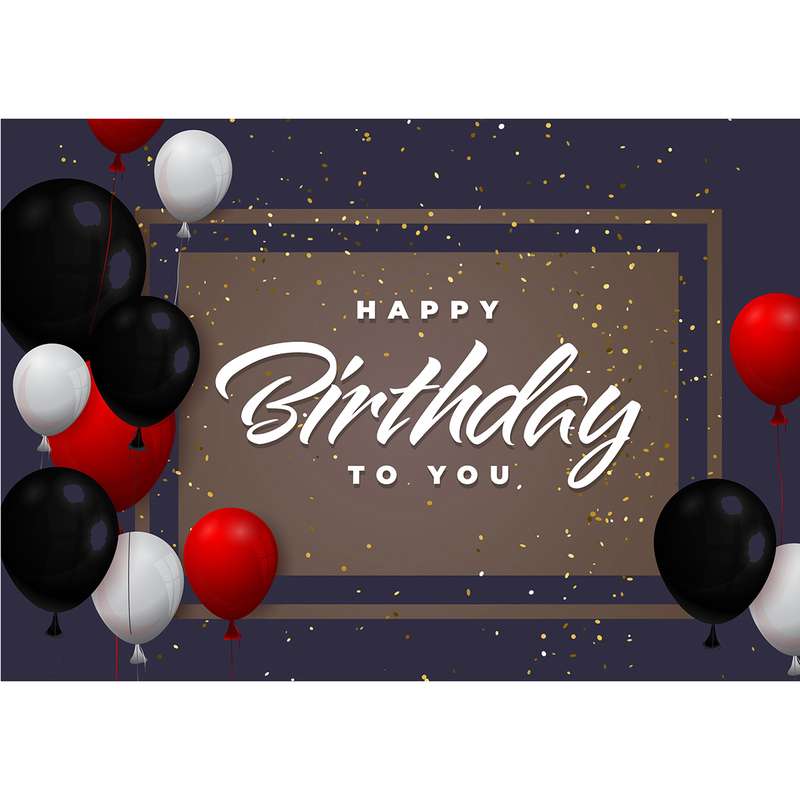 بنر تولد طرح بادکنک مشکی و سفید و قرمز کد 06710070