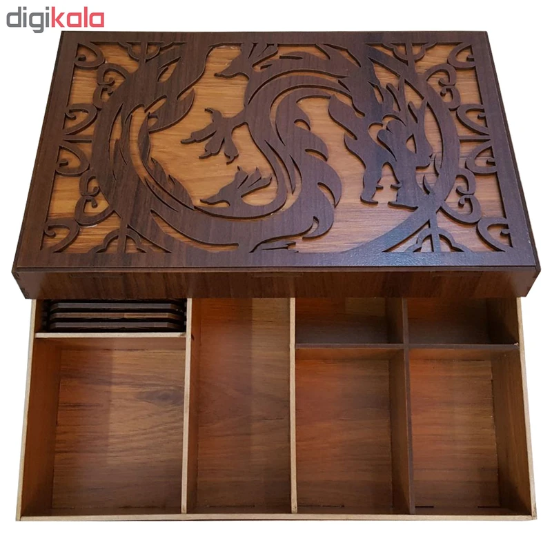 عکس شماره 2 : جعبه رومیزی تی بگ و تنقلات و زیر لیوانی مدل nova کد ku27