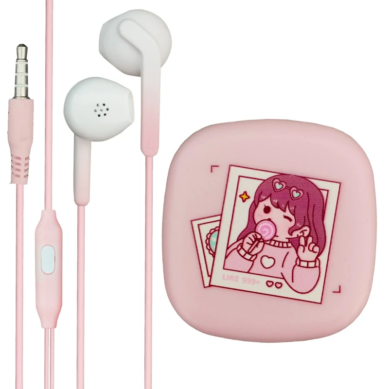 هندزفری طرح فانتزی دختر مدل SweetDay-XY-84 به همراه کیف هندزفری