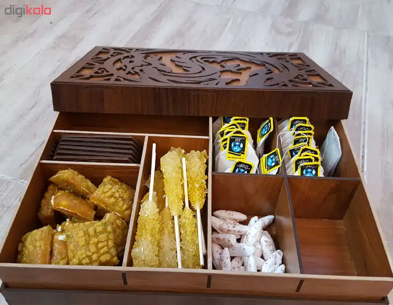 جعبه رومیزی تی بگ و تنقلات و زیر لیوانی مدل nova کد KU27