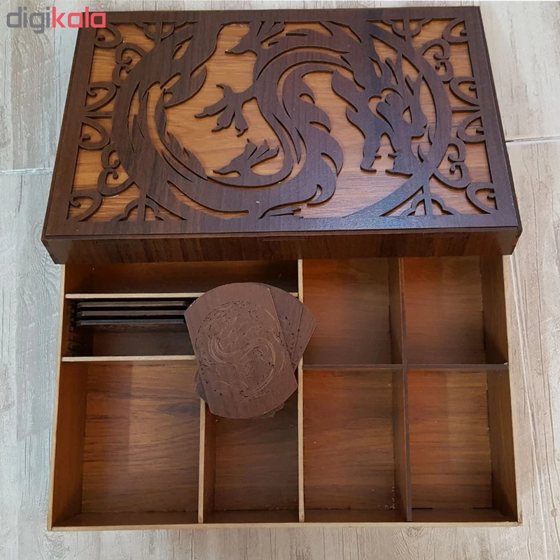 عکس شماره 6 : جعبه رومیزی تی بگ و تنقلات و زیر لیوانی مدل nova کد ku27