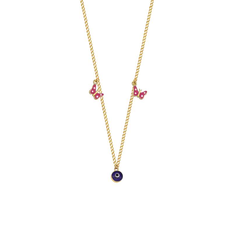 گردنبند طلا 18 عیار بچگانه ماوی گالری مدل کارتیه و دو پروانه