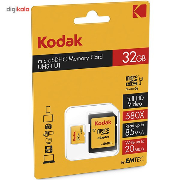 کارت حافظه microSDHC امتک کداک کلاس 10 استاندارد UHS-I U1 سرعت 85MBps 580X همراه با آداپتور SD ظرفیت 32 گیگابایت