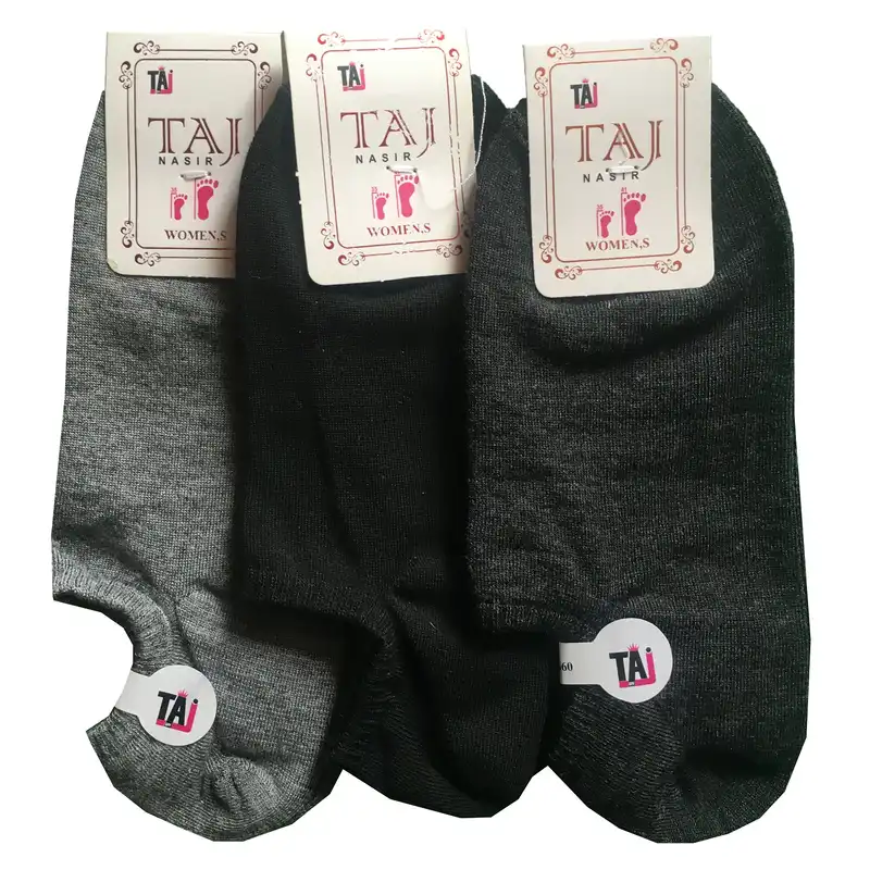 جوراب زنانه مدل زیرقوزکی میکس ساده کد 2005 بسته 3 عددی