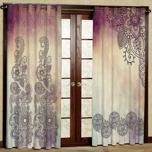 پرده مدل گل دار و بته جقه مخمل پانچی کد 1110L سایز 140x280 سانتی متر