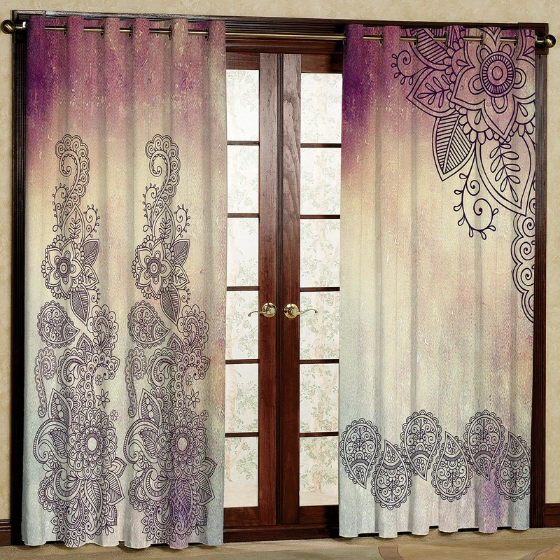 پرده مدل گل دار و بته جقه مخمل پانچی کد 1110L سایز 140x280 سانتی متر