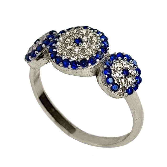 انگشتر نقره زنانه مدل چشم نظر سه چشم کد RS2044